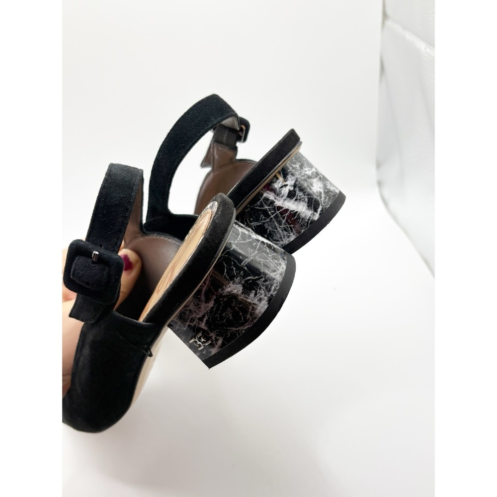 Sam Edelman Slingback Black Suede Marble Heels - Picture 5 of 6